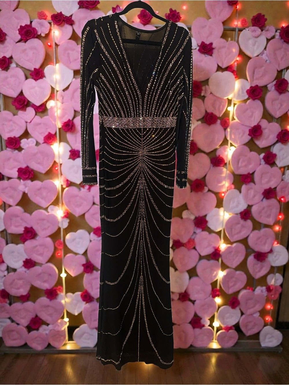Windsor Black Rhinestone Embellished Formal Gown Size Large - Picture 3 of 17